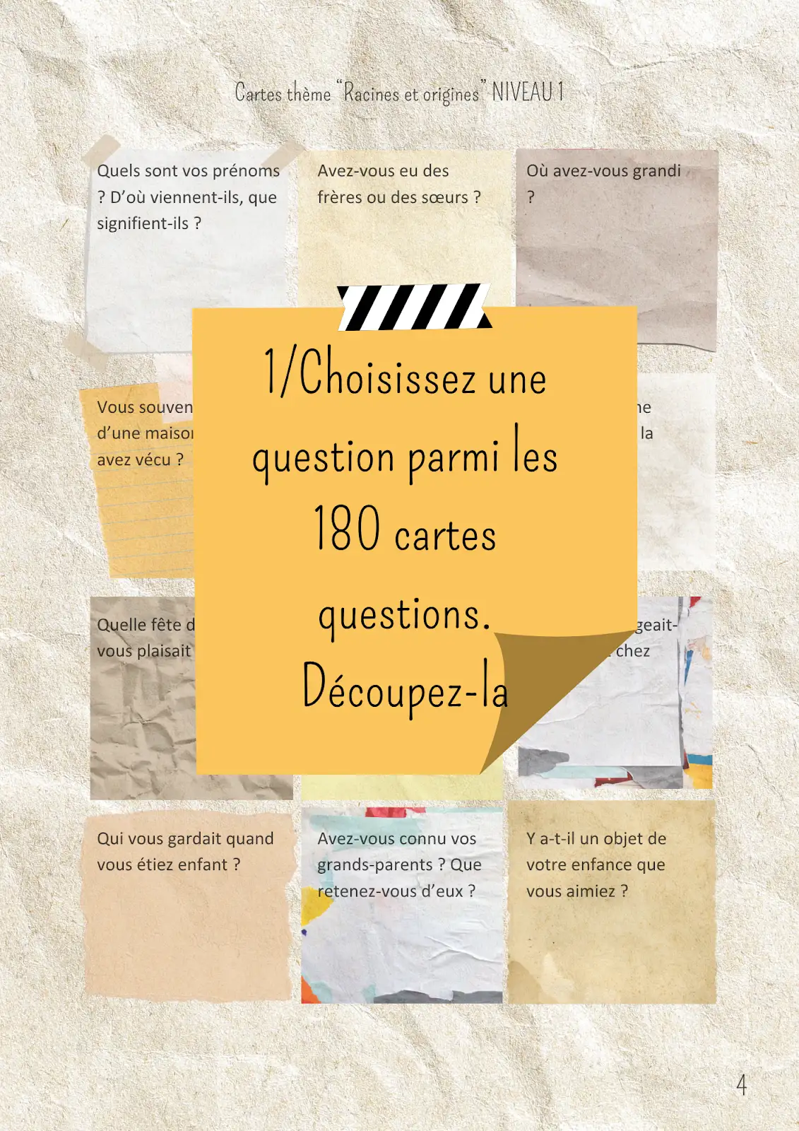 1/ Choisissez une question parmi les 180 cartes