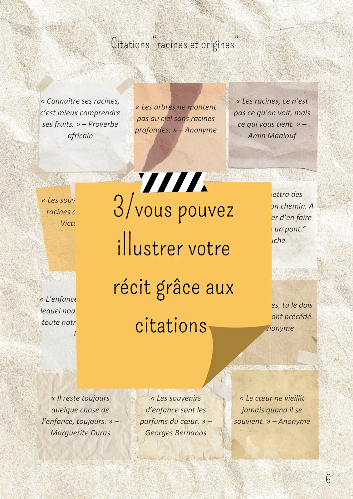 3/ Illustrez votre récit grâce aux citations
