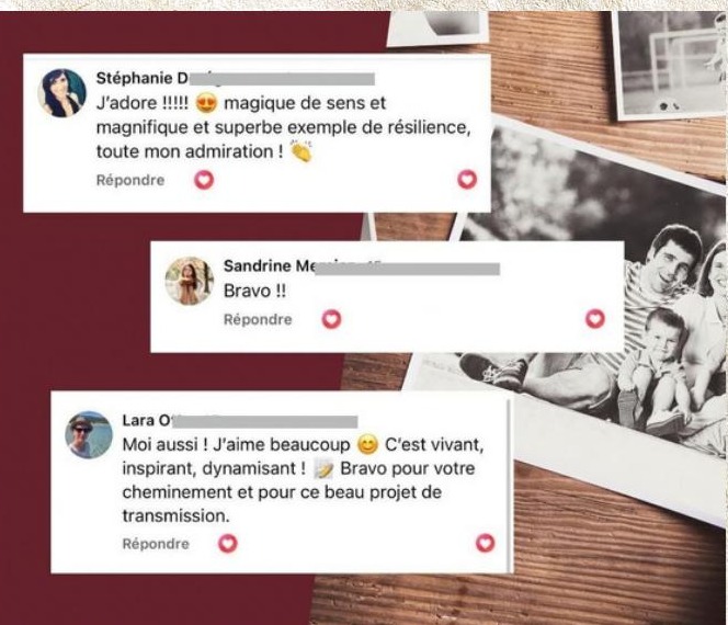 Commentaires de Stéphanie, Sandrine et Lara : « magique de sens », « Bravo pour ce beau projet de transmission ».